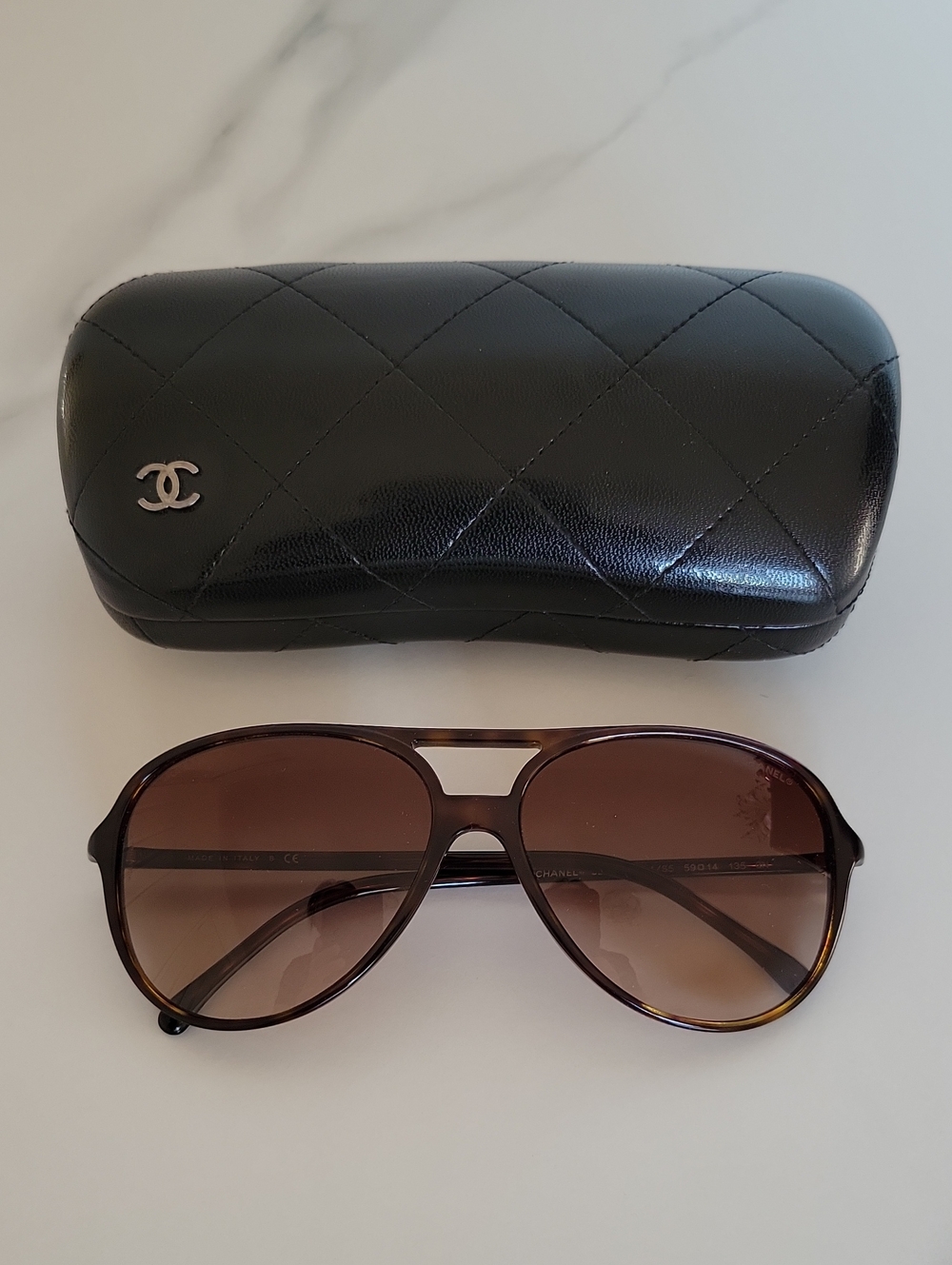 Vintage CHANEL Brown Gradient Tortoiseshell Oversized Sunglasses